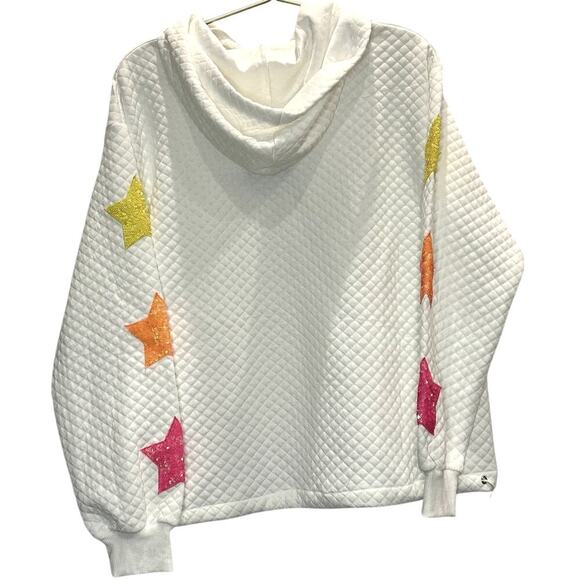 Mainstrip – Quilted Sequin Star Hoodie – White – Size Small - Picture 4 of 4